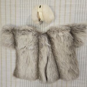 Vintage Faux Fur Coat Handmade Cabbage Patch Kids Doll Clothes And White Earmuff